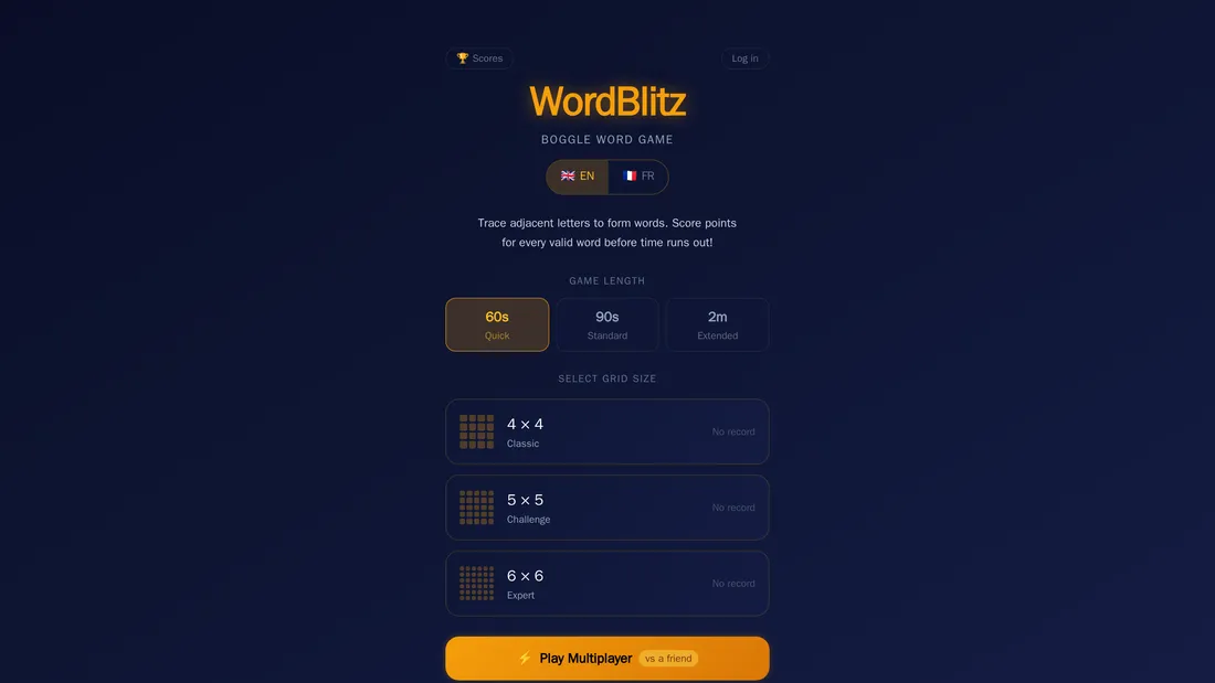 WordBlitz, créée avec OhMyUnicorn